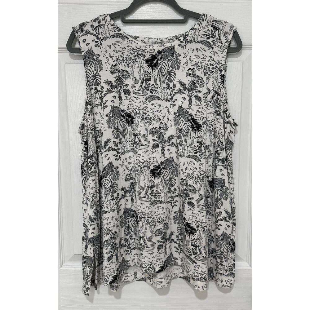 GRACE the perfect fit sleeveless Blouse Top Plus 1X Black White Island